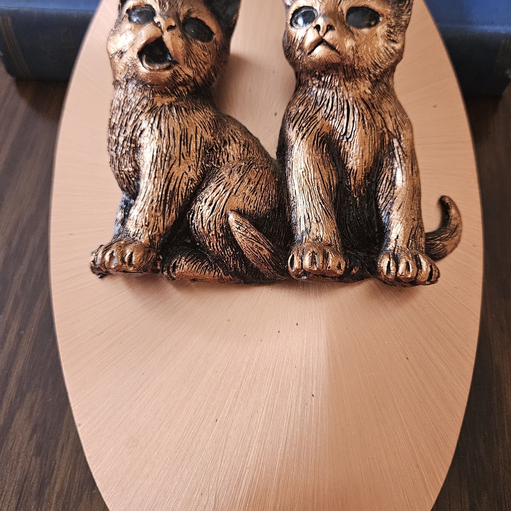 Vintage Unique Copperama Kittens Wall Hanging 10×3.5